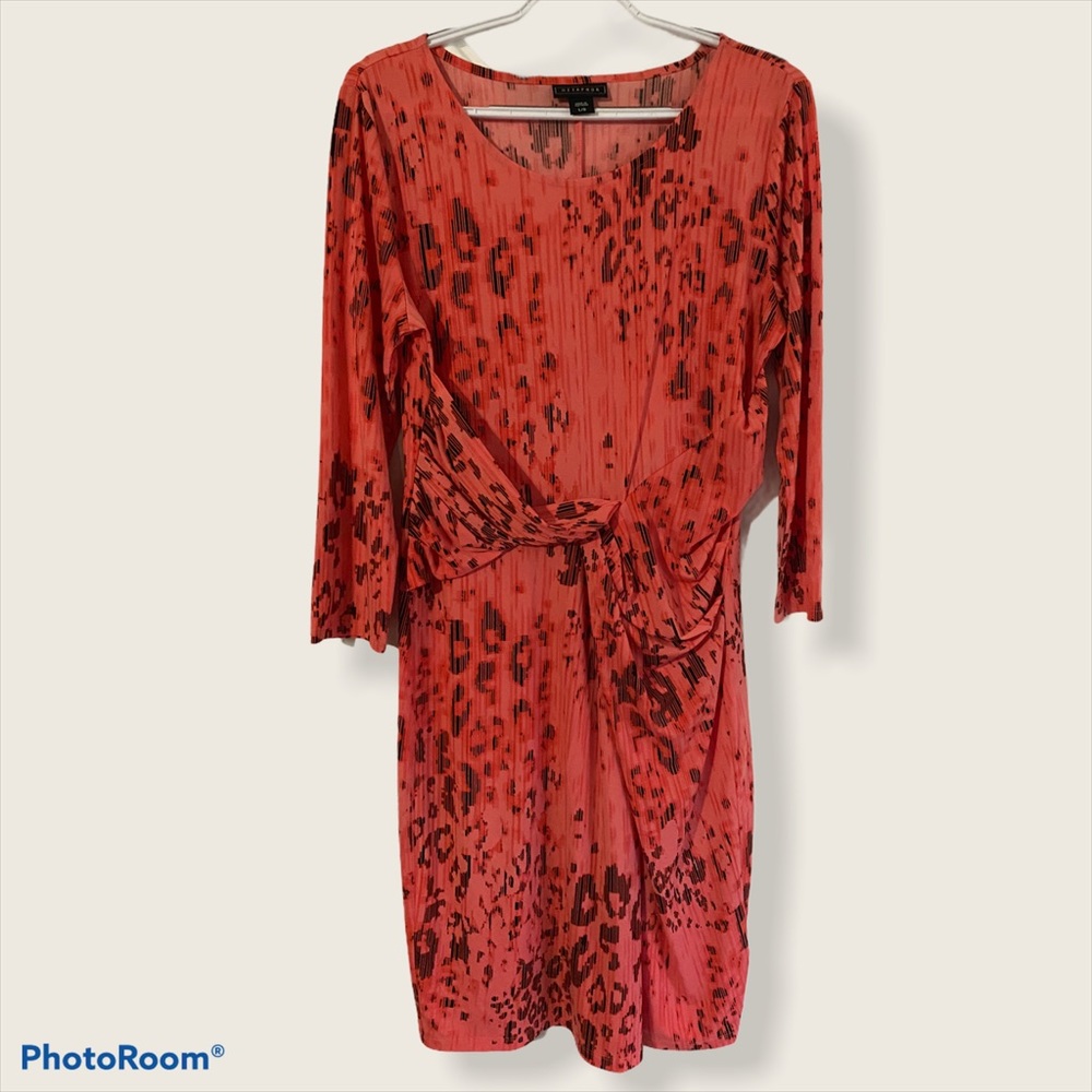Metaphor Midi Dress Pink and Black Animal Print